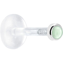 16G 5/16 Solid 14K White Gold 2mm Genuine Aventurine Quartz Bioplast Tragus Earring Stud