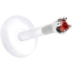 Solid 14K White Gold 1.5mm Genuine Red Diamond Bioplast Push in Labret