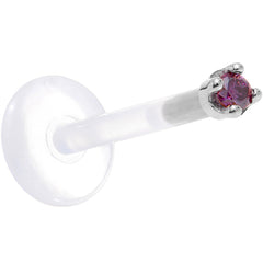Solid 14K White Gold 1.5mm Genuine Purple Diamond Bioplast Push in Monroe