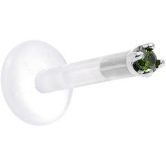 Solid 14K White Gold 1.5mm Genuine Green Diamond Bioplast Push in Monroe