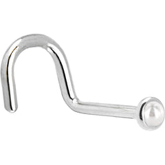 Solid 14K White Gold 2mm Cultured Pearl Nose Ring