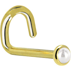 Solid 14K Yellow Gold 2mm Cultured Pearl Nose Ring