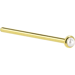 Solid 14K Yellow Gold 2mm Cultured Pearl Nose Ring