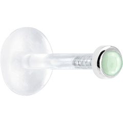 16G 1/4 Solid 14K White Gold 2mm Genuine Aventurine Quartz Bioplast Tragus Earring Stud