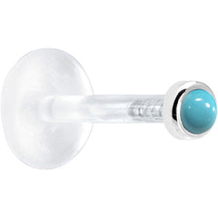 16G 1/4 Solid 14K White Gold 2mm Genuine Turquoise Bioplast Cartilage Earring Stud