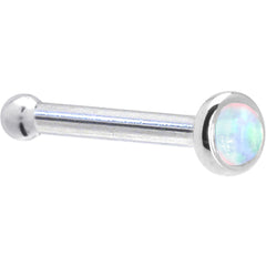 Solid 14K White Gold 2mm Synthetic Opal Nose Ring