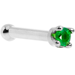 Solid 18K White Gold 1.5mm Genuine Emerald Nose Ring