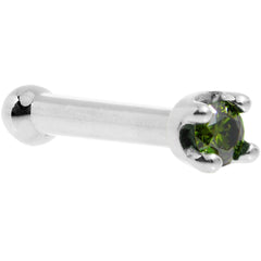 Solid 18K White Gold 1.5mm Genuine Green Diamond Nose Ring