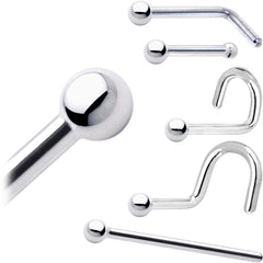 Solid 14K White Gold 1.5mm Ball Nose Ring
