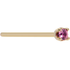 Solid 18K Yellow Gold 1.5mm Genuine Pink Sapphire Nose Ring
