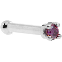 Solid 18K White Gold 1.5mm Genuine Purple Diamond Nose Ring