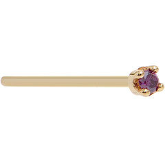 Solid 18K Yellow Gold 1.5mm Genuine Purple Diamond Nose Ring