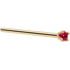 Solid 18K Yellow Gold 1.5mm Diamond Cut Genuine Ruby Nose Ring