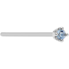 Solid 18K White Gold 1.5mm Genuine Topaz Nose Ring
