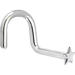 Solid 14K White Gold Star Nose Ring