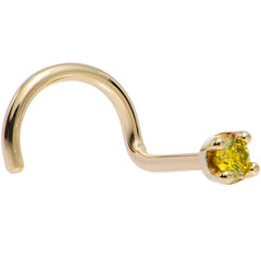 Solid 18K Yellow Gold 1.5mm Genuine Yellow Diamond Nose Ring