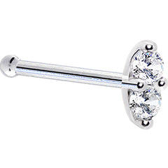 14k White Gold Clear 1.5mm CZ Marquise Nose Ring