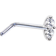 14k White Gold Clear 1.5mm CZ Marquise Nose Ring