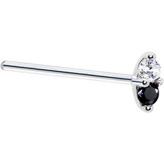 14k White Gold Black 1.5mm CZ Marquise Nose Ring