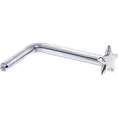 Solid 14K White Gold Star Nose Ring