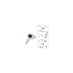 14k White Gold Red 1.5mm CZ Marquise Nose Ring