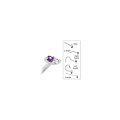 14k White Gold Amethyst 1.5mm CZ Marquise Nose Ring