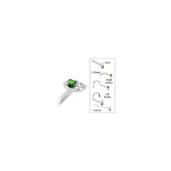14k White Gold Green 1.5mm CZ Marquise Nose Ring