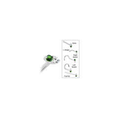 14k White Gold 1.5mm Genuine Emerald Diamond Marquise Nose Ring
