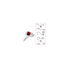 14k White Gold 1.5mm Genuine Ruby Diamond Marquise Nose Ring