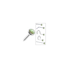 Solid 14K White Gold 2mm Labradorite Nose Ring