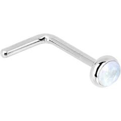 Solid 14K White Gold 2mm Rainbow Moonstone Nose Ring