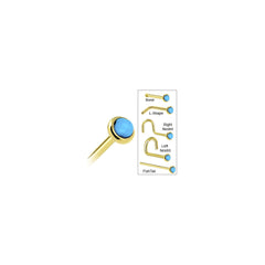 Solid 14K Yellow Gold 2mm Turquoise Nose Ring