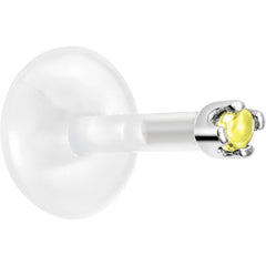 16G 1/4 14K White Gold November 1.5mm CZ Bioplast Push in Cartilage Earring