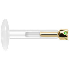 Solid 14K Yellow Gold May 1.5mm CZ Bioplast Push in Labret Monroe