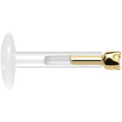Solid 14K Yellow Gold November 1.5mm CZ Bioplast Push in Labret Monroe