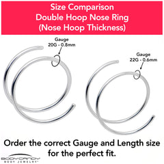 14k Solid White Gold Double Hoop Nose Spiral Nose Ring
