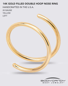 3Pack Double Hoop Nose 14k Gold Filled and 925 Silver Spiral Nose Rings 20G 8mm Right