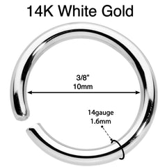 14G 3/8 Handcrafted Solid 14k White Gold Seamless Circular Ring