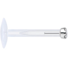 16G Bioplast 14K White Gold 1.5mm Genuine Diamond Micro Labret