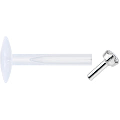 16G Bioplast 14K White Gold 1.5mm Genuine Diamond Micro Labret