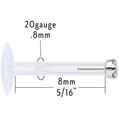 16G Bioplast 14K White Gold 1.5mm Genuine Diamond Micro Labret