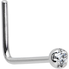 14k Solid White Gold Genuine 1.5mm Diamond Micro Nose Ring