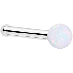 14k White Gold 2.5mm Synthetic Opal Ball Nose Ring