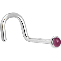 Solid 14K White Gold 2mm Genuine Raspberry Rhodolite Garnet Nose Ring