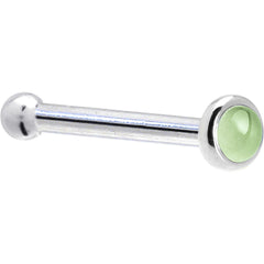 Solid 14K White Gold 2mm Genuine Peridot Nose Ring