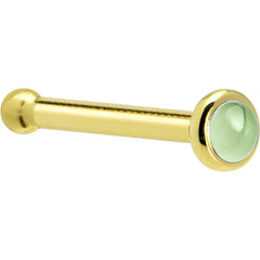 Solid 14K Yellow Gold 2mm Genuine Peridot Nose Ring