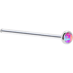 Solid 14K White Gold 2mm Fuchsia Synthetic Opal Nose Ring