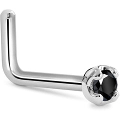 Solid 14K White Gold 1.5mm Genuine Black Diamond Nose Ring