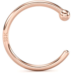 20G 3/8 Solid 18K Rose Gold Nose Hoop
