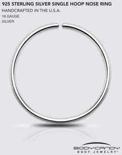 Single Hoop Nose 925 Sterling Silver Nose Hoop Ring